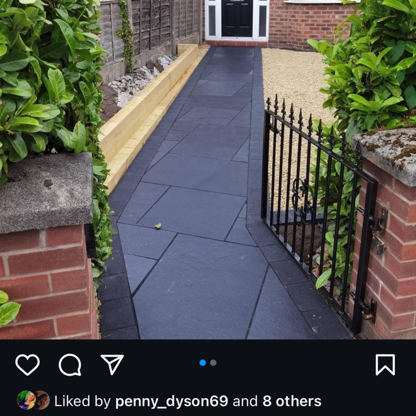 Instagram: dark flagstone path with gravel garden — Cheshire