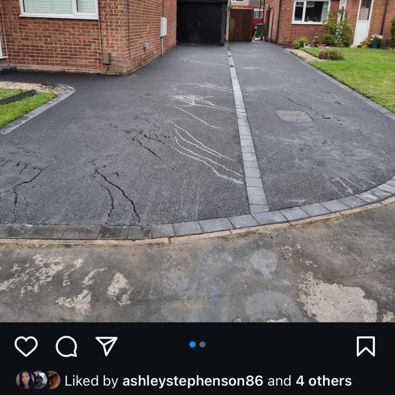 Instagram: tarmac driveway with central block divider — North West England